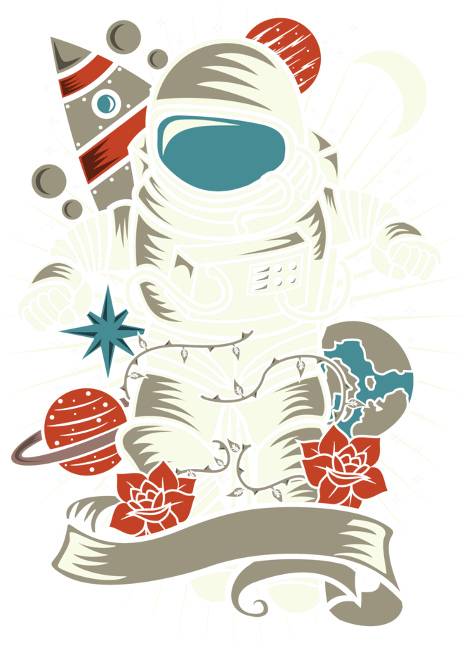 Retro Astronaut Space Adventure PNG