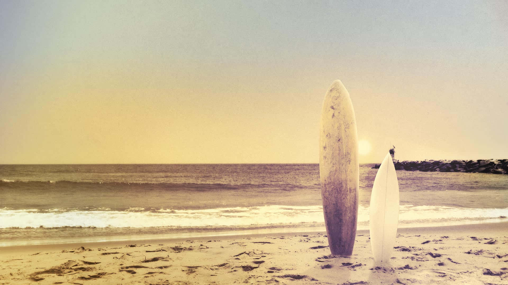 Feel the Summer Vibes at a Retro Beach Wallpaper