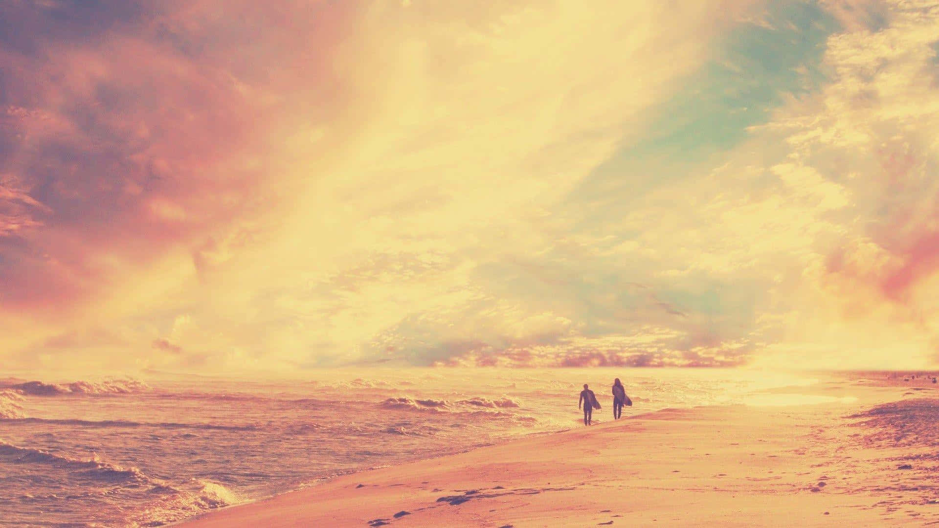Take a peaceful stroll at the tranquility of the retro beach. Wallpaper