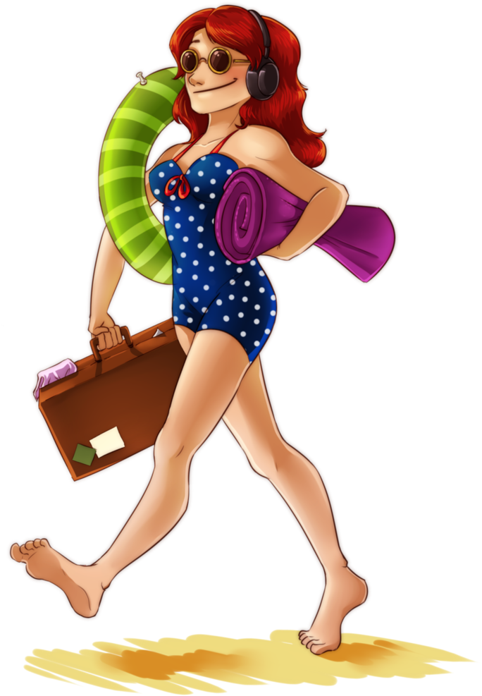 Retro Beach Bound Pinup PNG