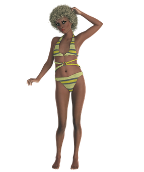 Retro_ Bikini_ Model_ Pose PNG