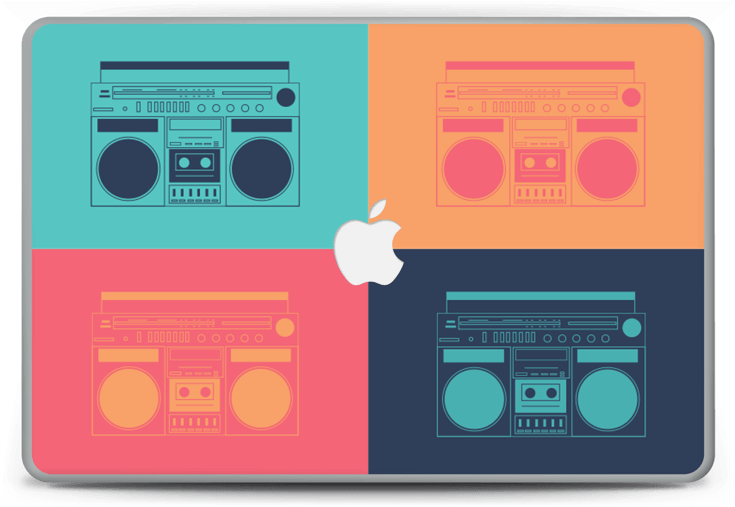Retro Boombox Collage PNG