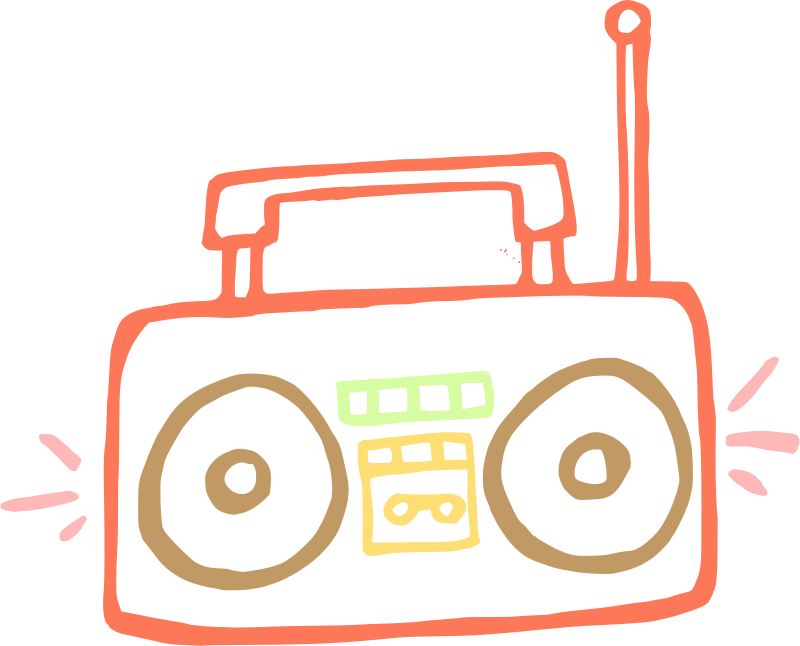 Retro Boombox Doodle Art PNG