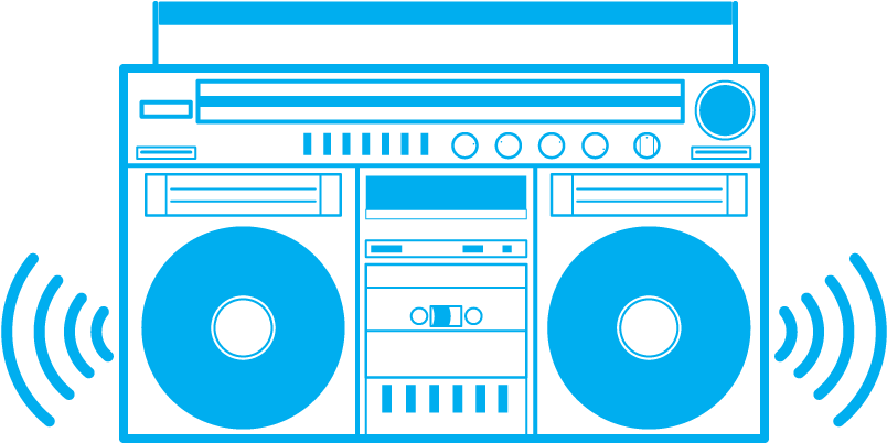 Retro Boombox Vector Illustration PNG