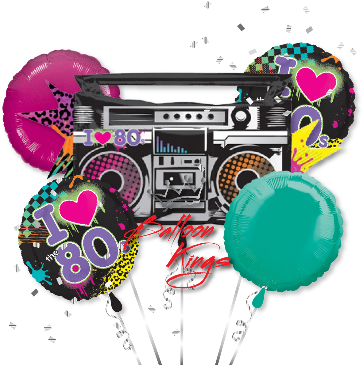 Retro Boomboxand Balloons PNG
