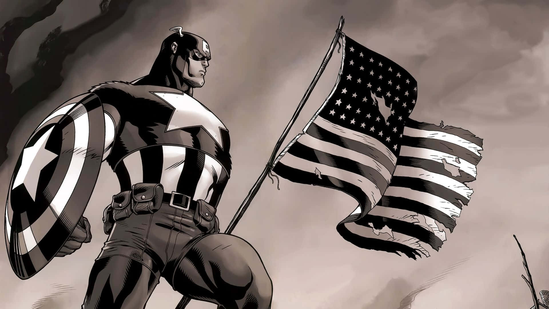 Retro Captain America klar til at redde verden! Wallpaper