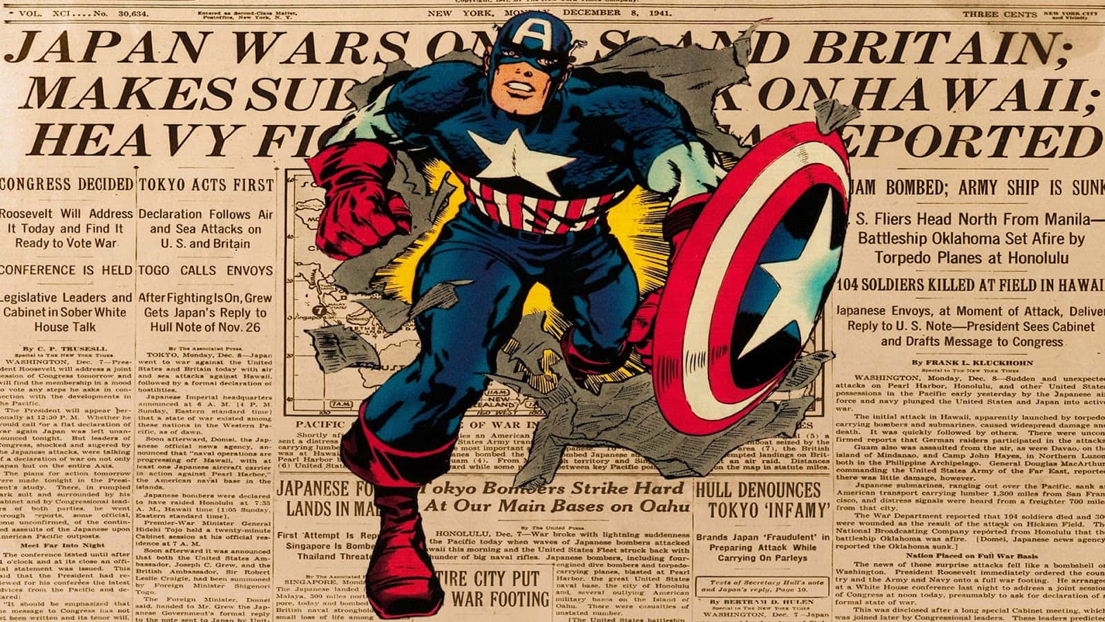 !Retro Captain America, Klar til at stå og kæmpe! Wallpaper