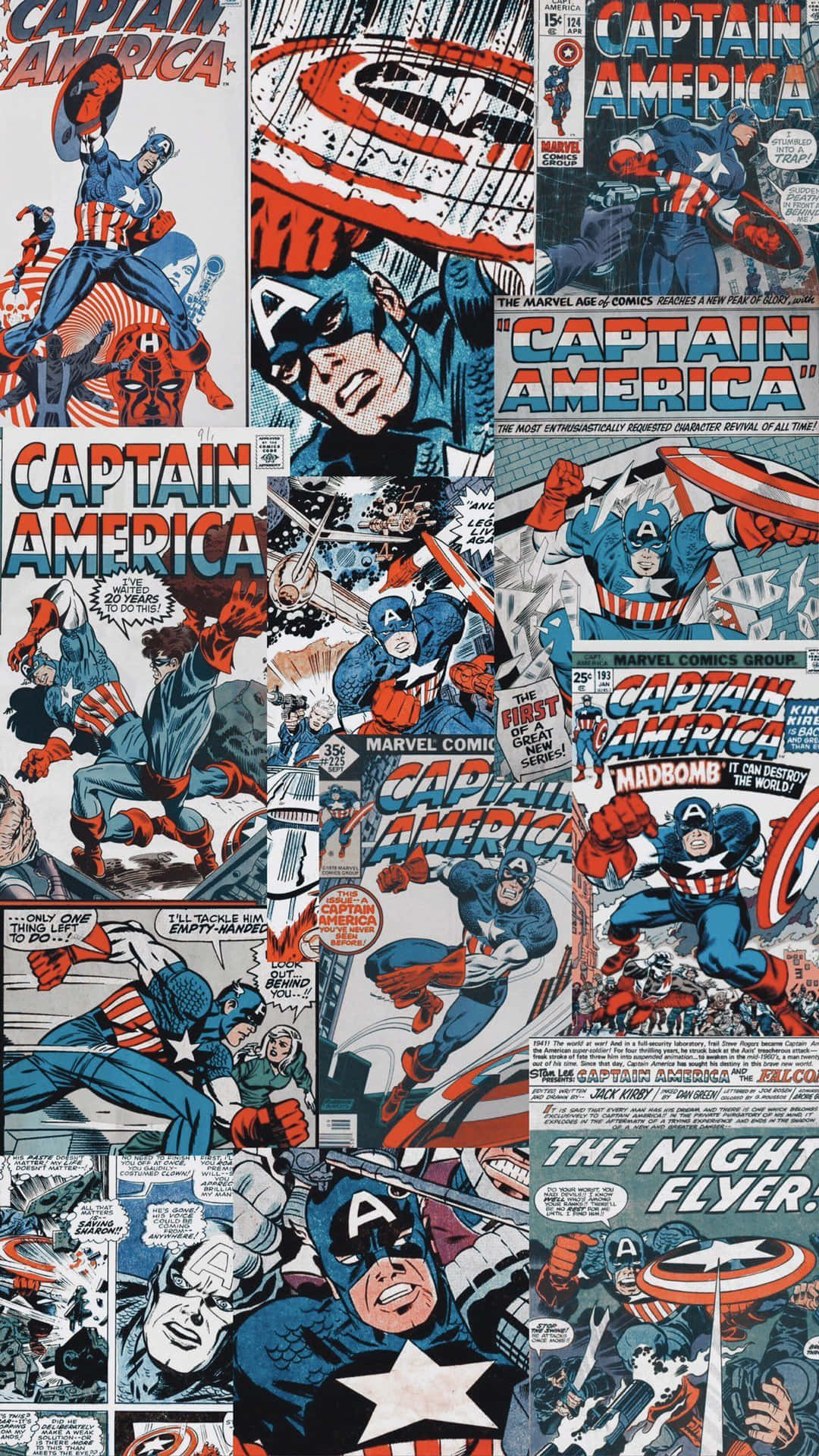 Elclásico Héroe De Los Cómics De Marvel, El Capitán América Retro. Fondo de pantalla