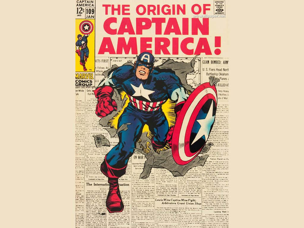 Viajaen El Tiempo Con El Capitán América Retro. Fondo de pantalla