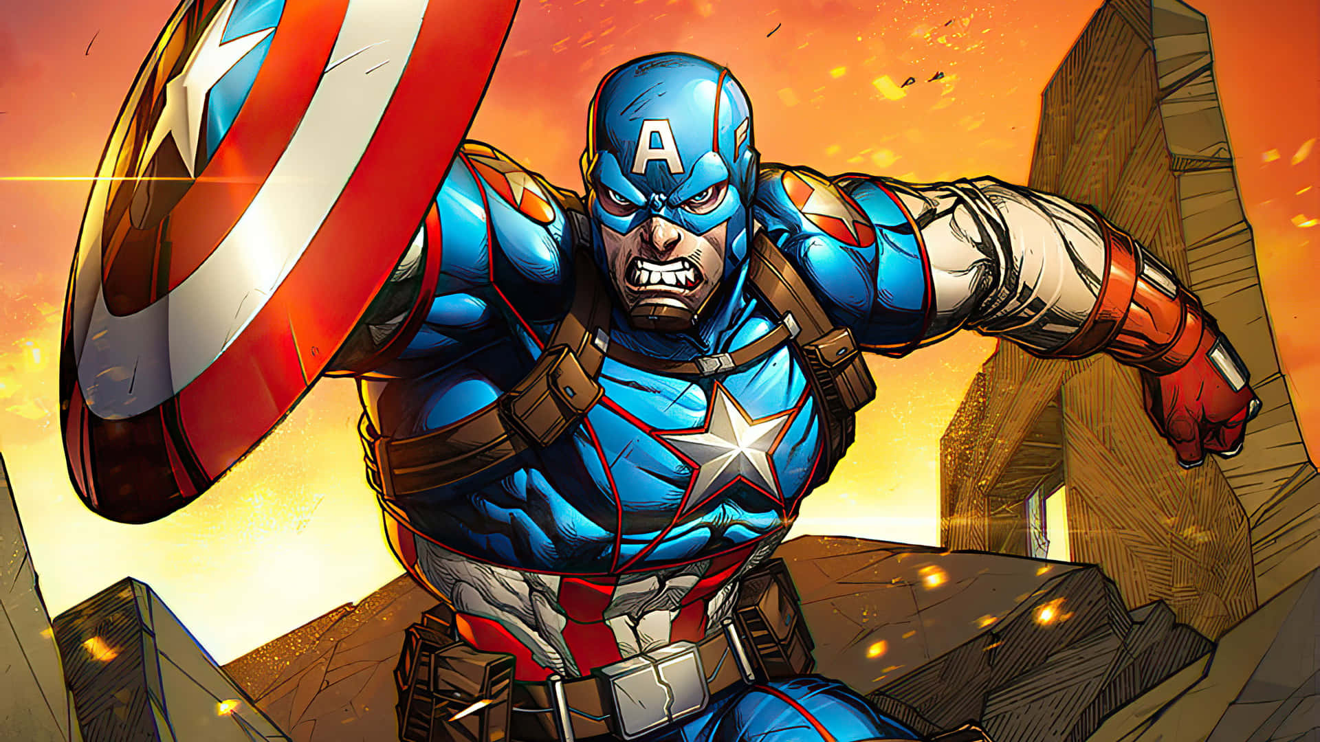 Firarretro Superhero Iconic, Captain America På Din Datorskärm Eller Mobillåsskärm. Wallpaper