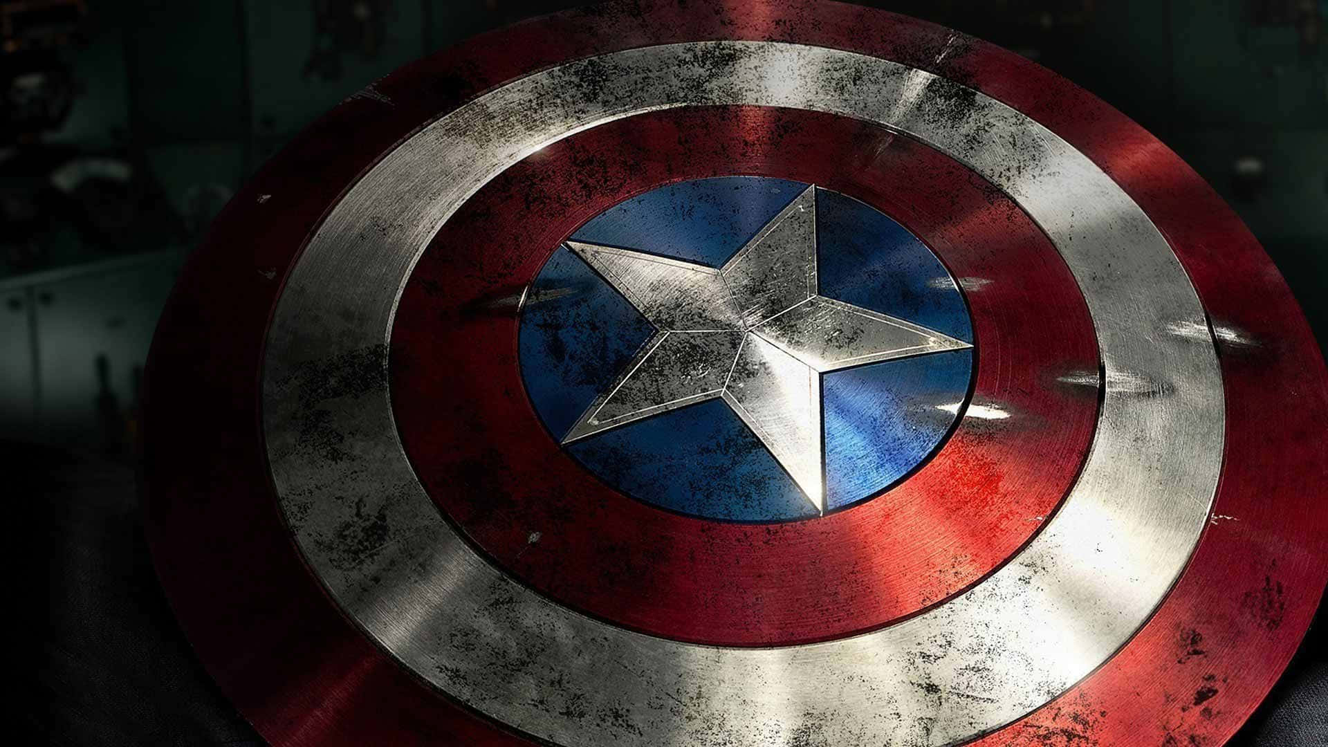 Retrostil Captain America Står Stolt I Försvar Av Sitt Land. Wallpaper