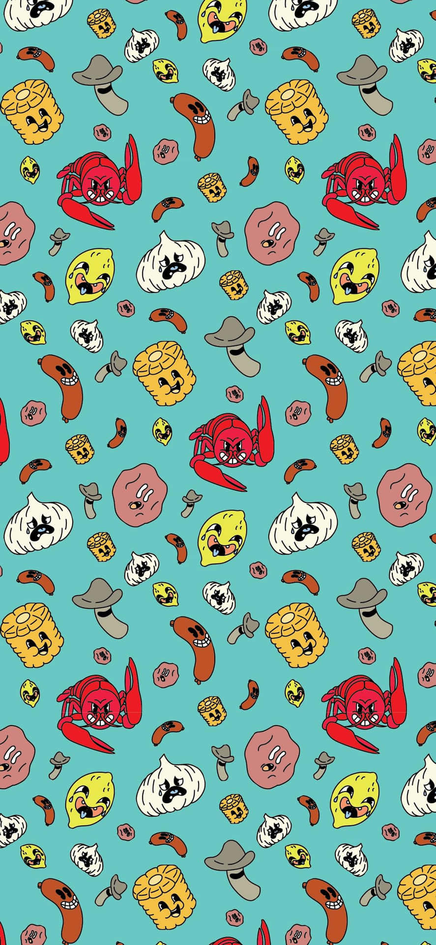 Retro Cartoon Characters Pattern Wallpaper