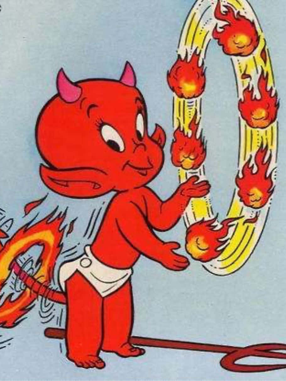 Retro Cartoon Devil Playing With Fire Wallpaper