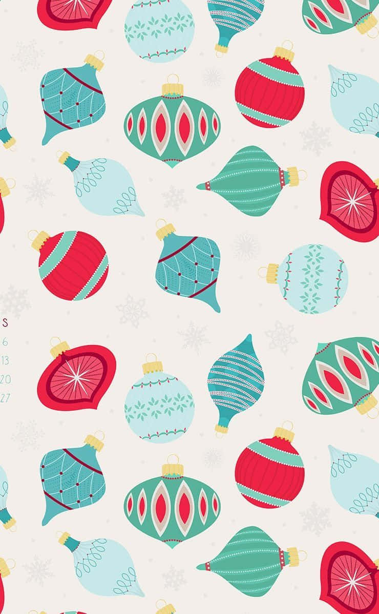 Retro Christmas Ornaments Pattern Wallpaper