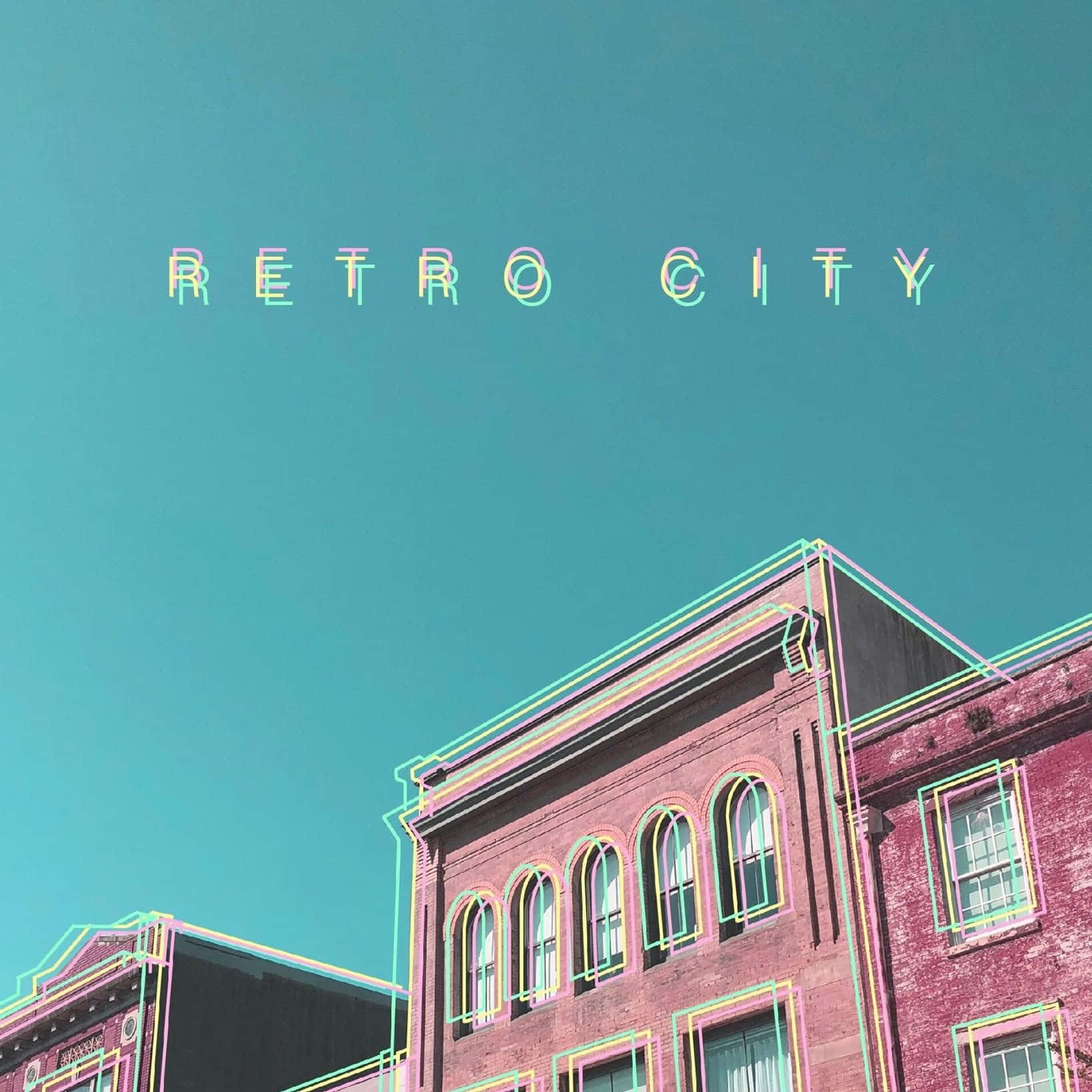 Retro City At Night With Starry Sky Wallpaper