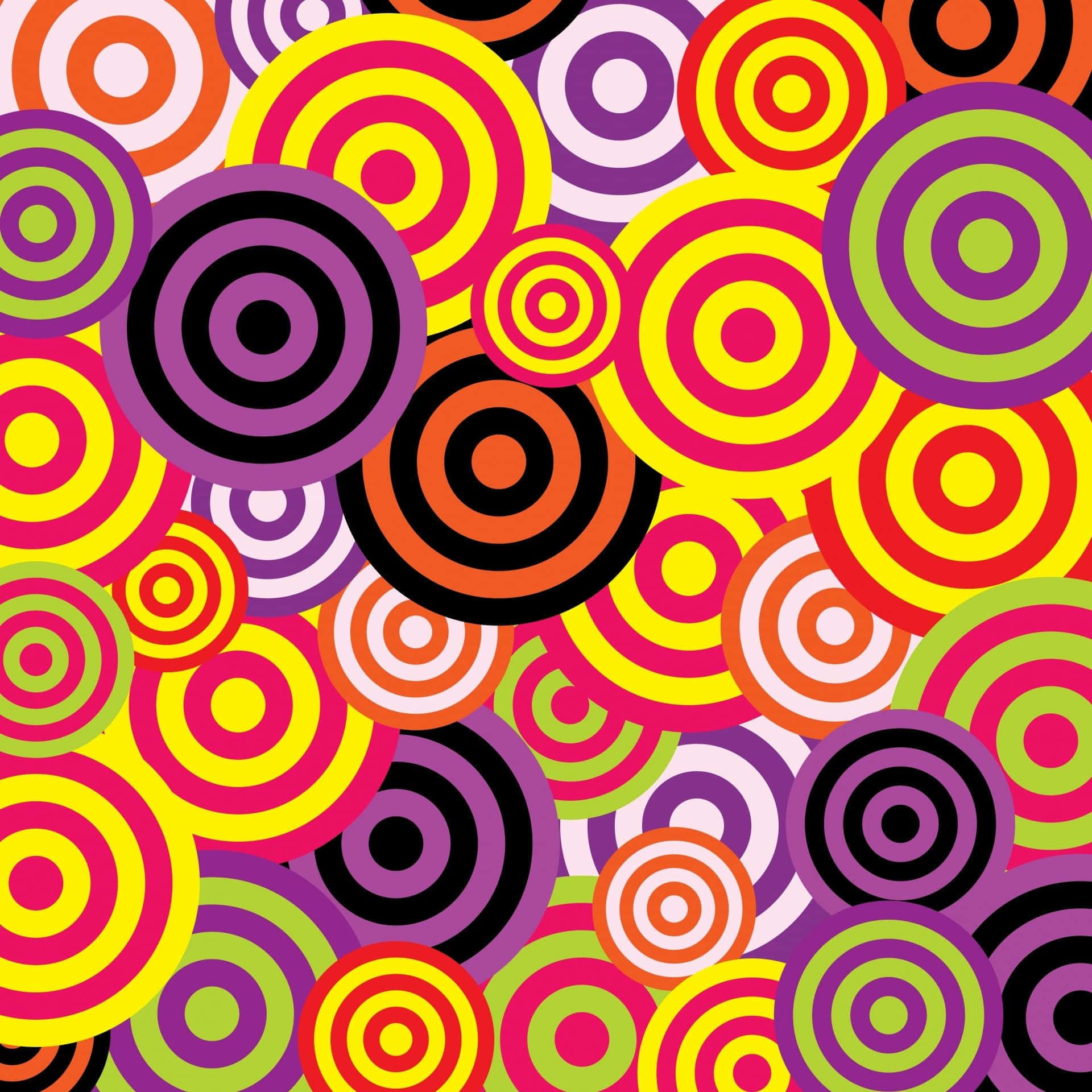 Retro Colorful Circles Pattern Wallpaper