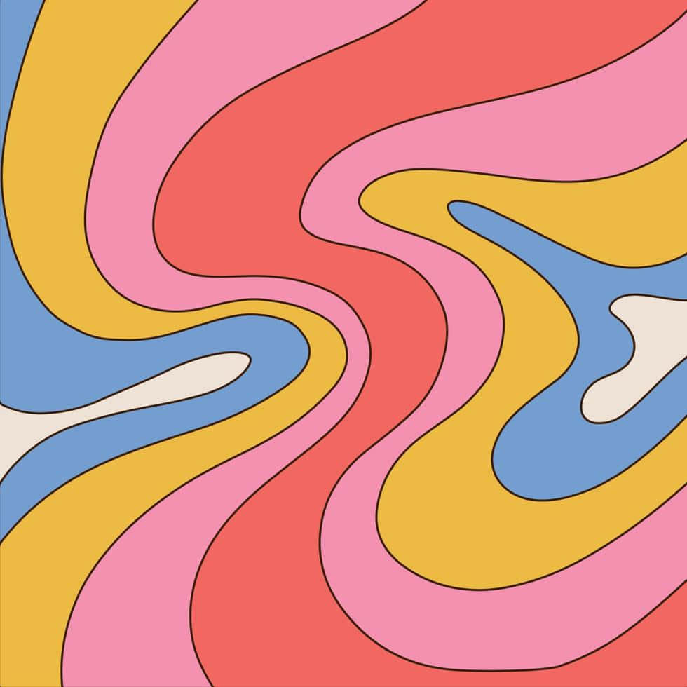 Retro Colorful Wavy Pattern Wallpaper