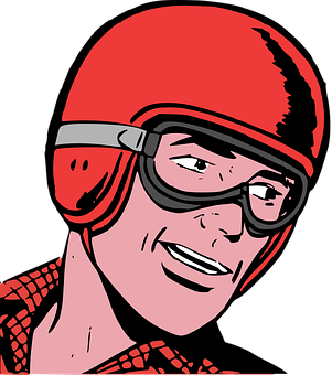 Retro Comic Helmet Man PNG