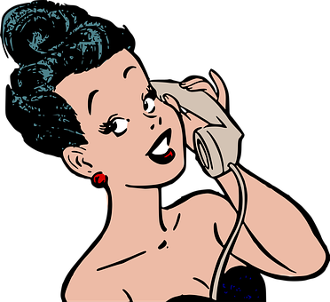 Retro Comic Woman On Phone PNG