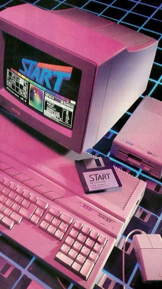 Retro Computer Setupwith Floppy Disk Wallpaper