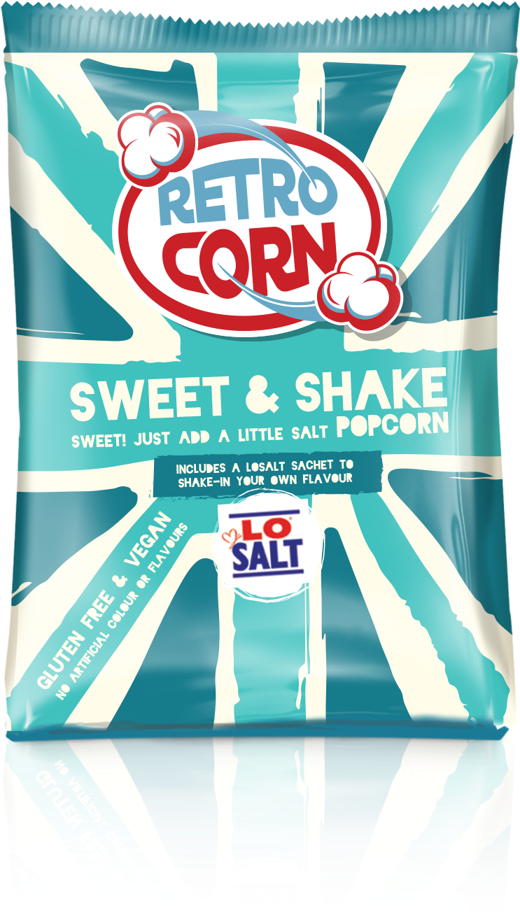 Retro Corn Sweetand Shake Popcorn Package PNG