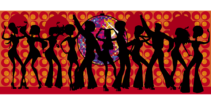 Retro Dance Party Silhouettes PNG