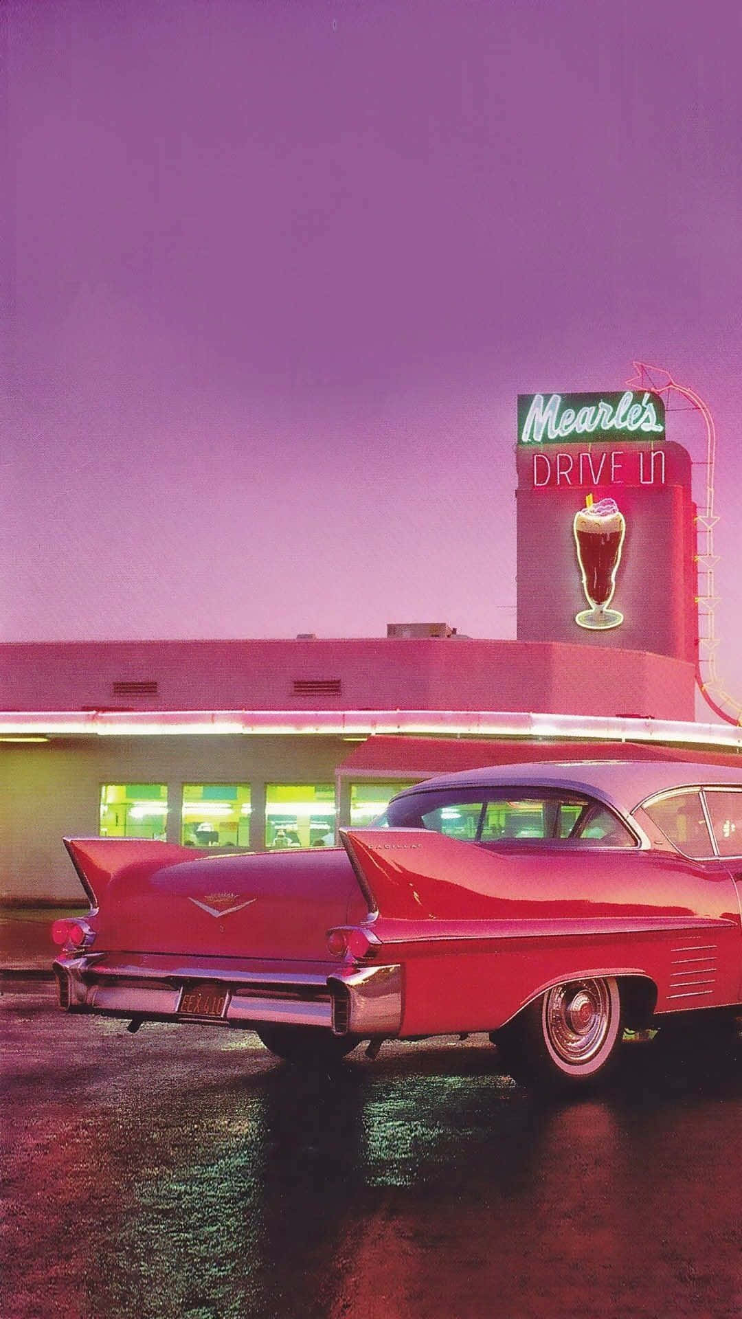 Mearles Drive In Retro Diner Wallpaper Wallpaper