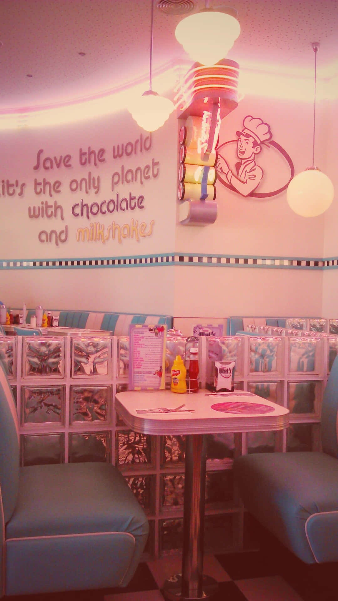 Retro Diner Pastel Pink Wallpaper