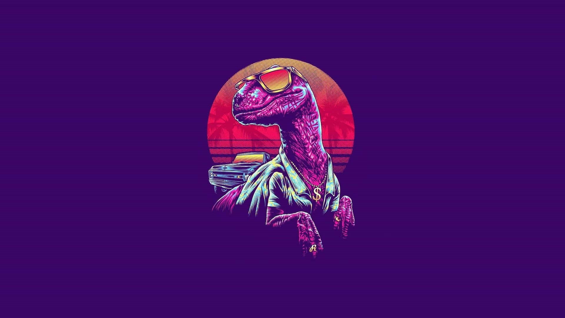Retro Dinosaur Sunset Desktop Wallpaper Wallpaper