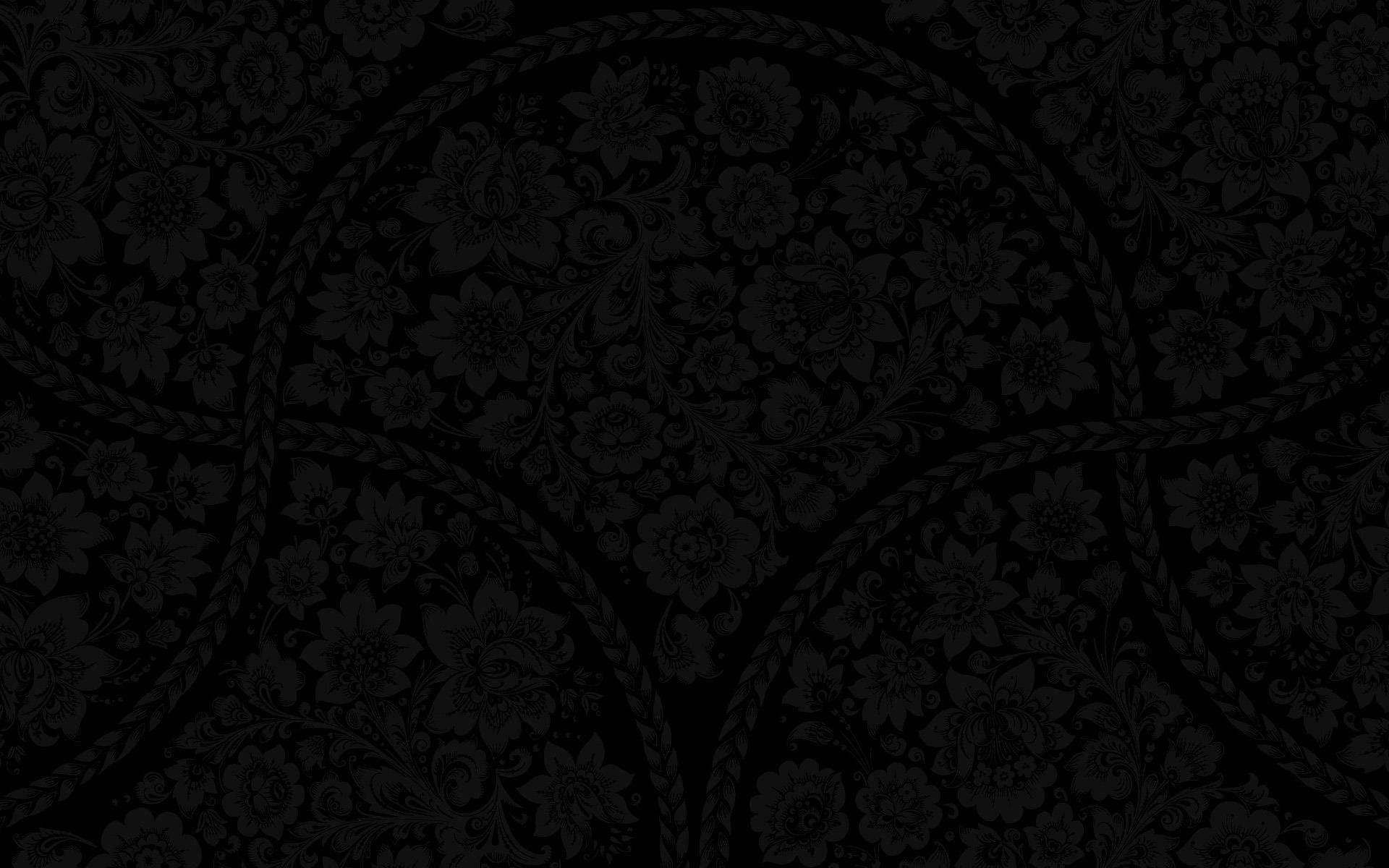 Retro Floral Aesthetic Black Pattern Background
