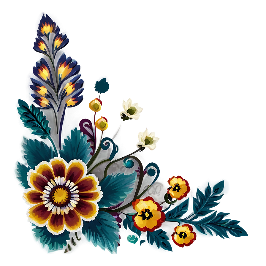 Retro Floral Pattern Png 06202024 PNG