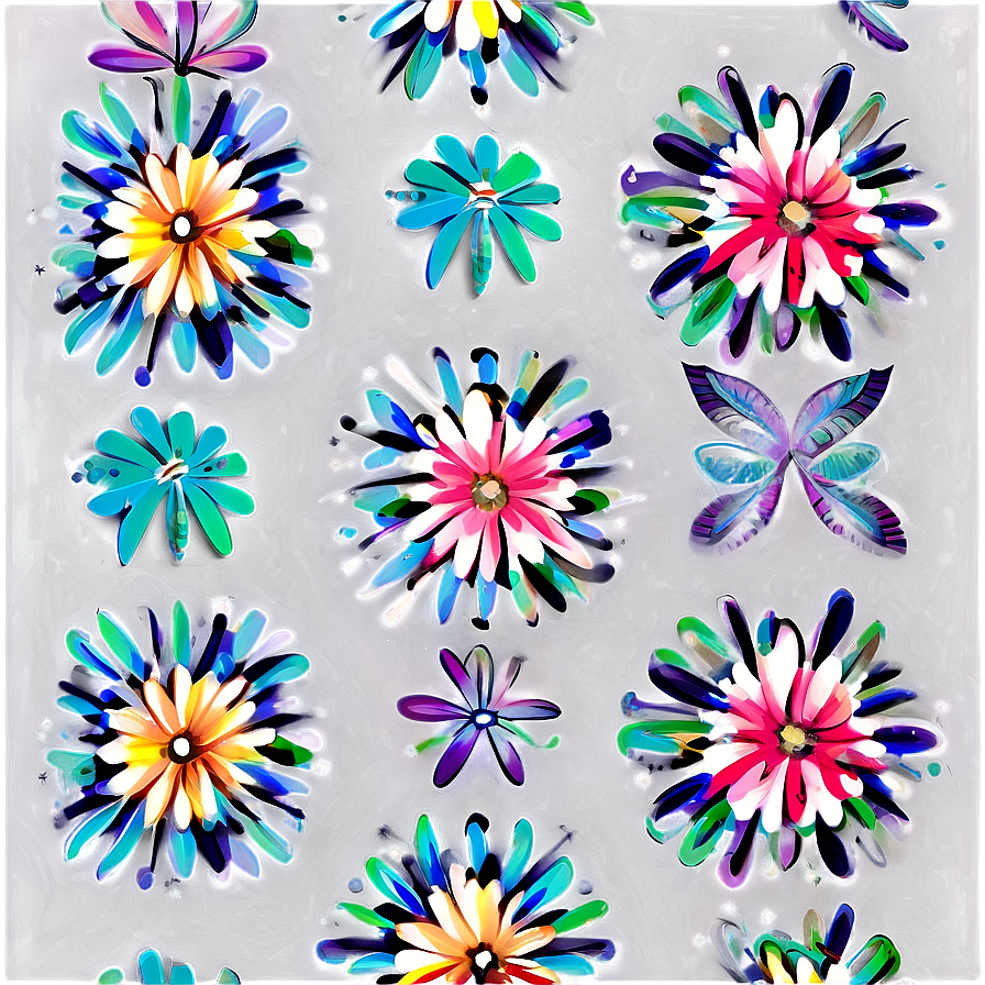 Retro Floral Pattern Png 06202024 PNG