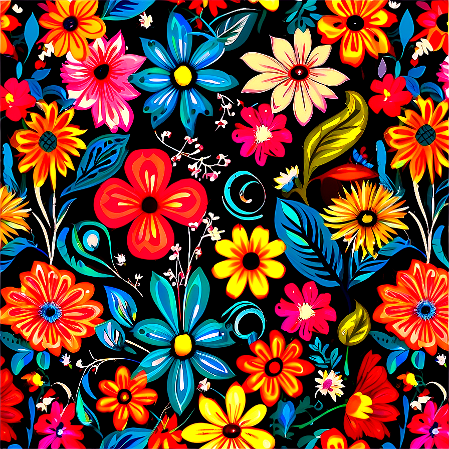 Retro Floral Pattern Png Qic62 PNG