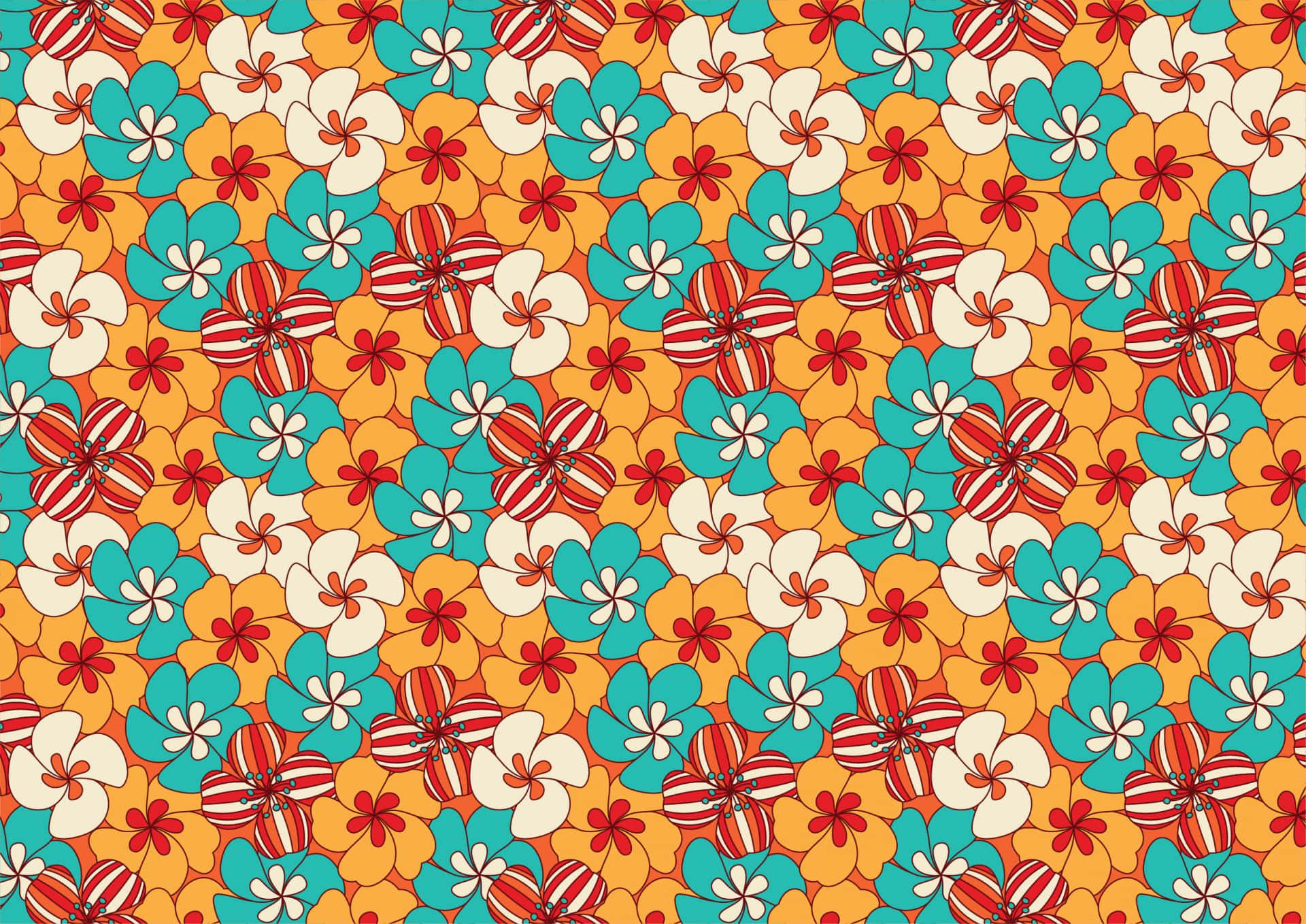 Retro Floral Pattern70s Style Wallpaper