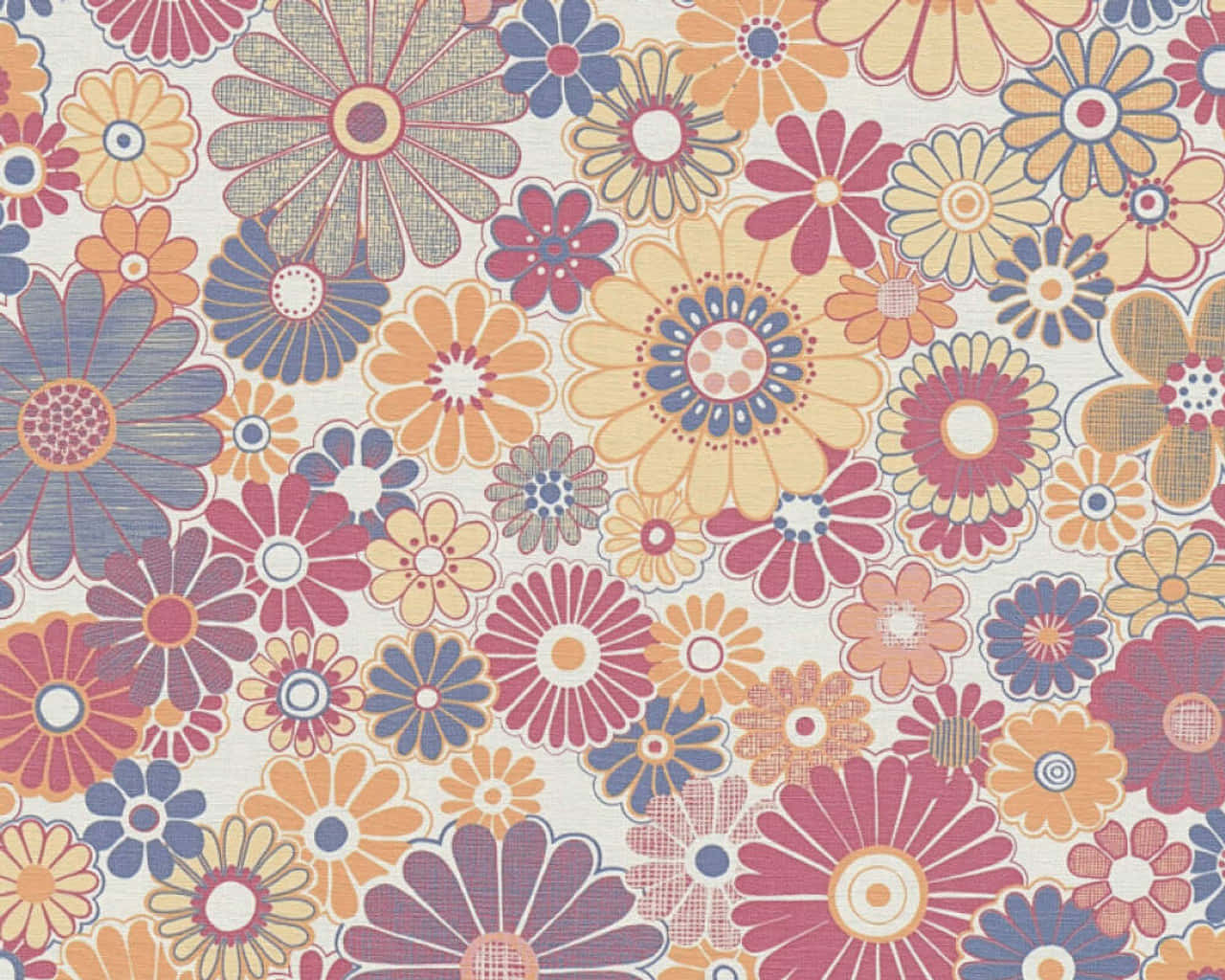 Retro Floral Pattern70s Style Wallpaper