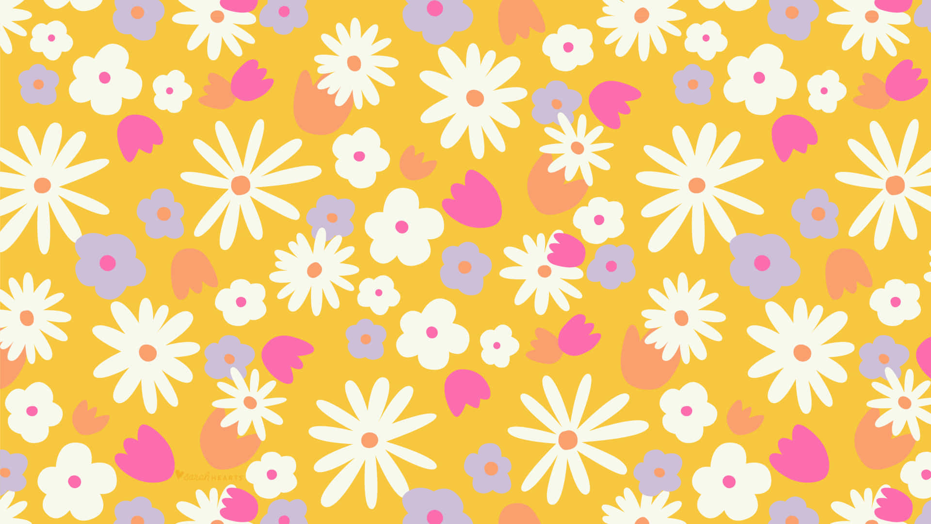 Retro Floral Pattern70s Style Wallpaper