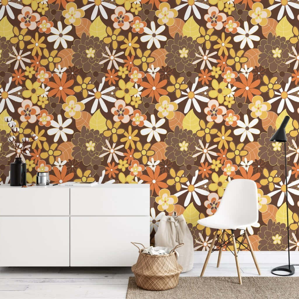 Retro Floral Wallpaper Interior Wallpaper