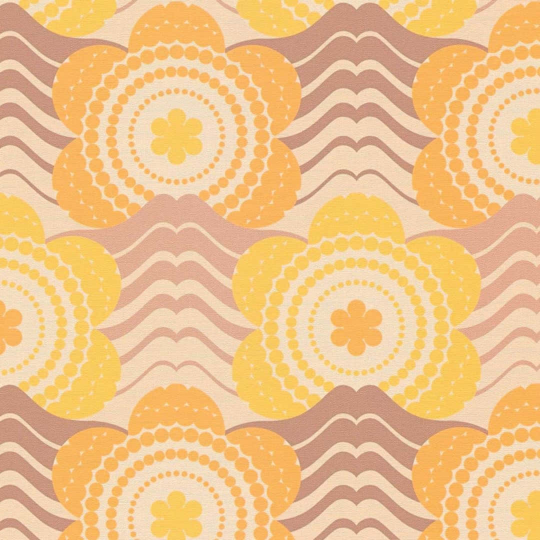 Retro Floral Waves Pattern Wallpaper
