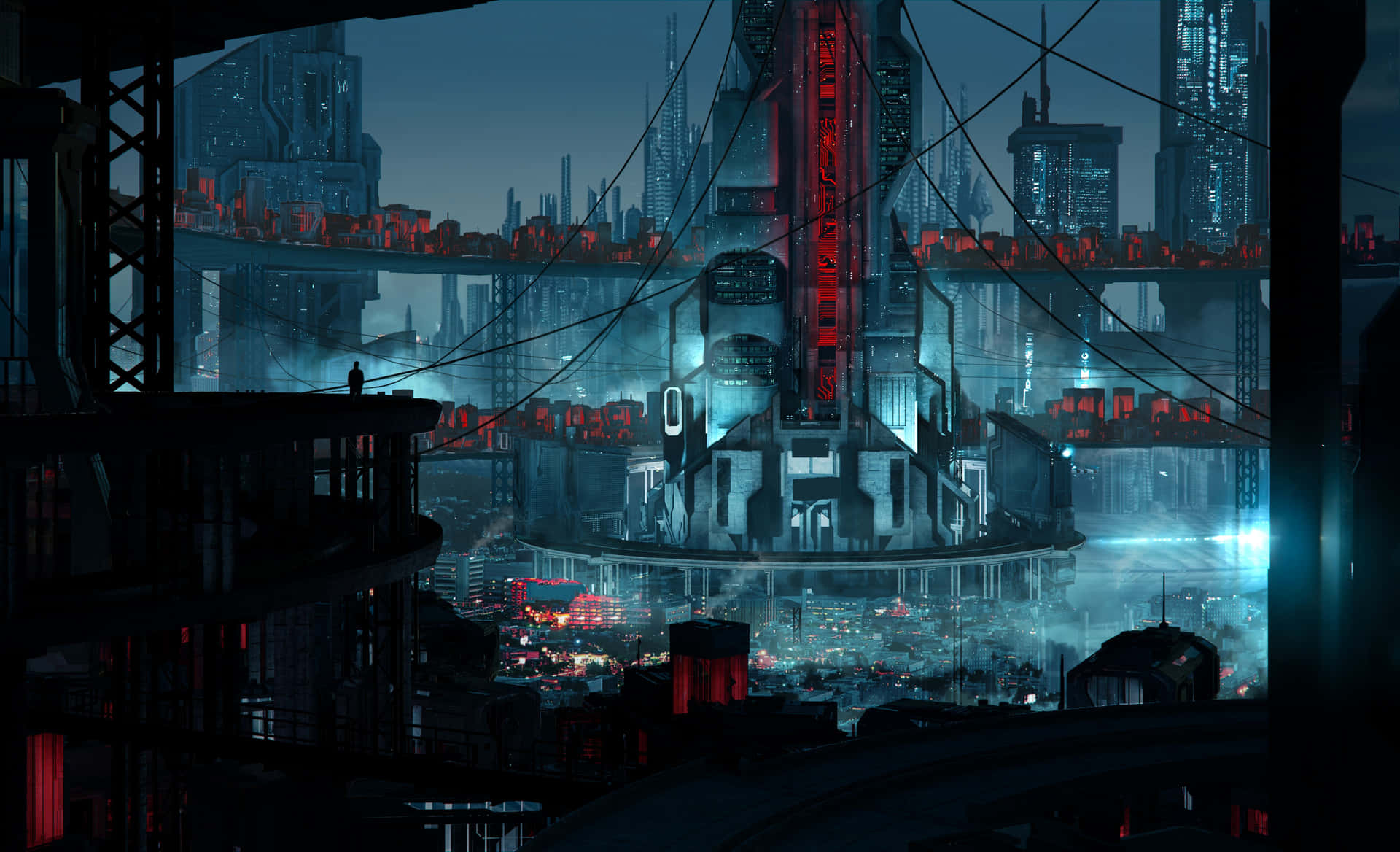 Retro Futurism Crowded City Wallpaper