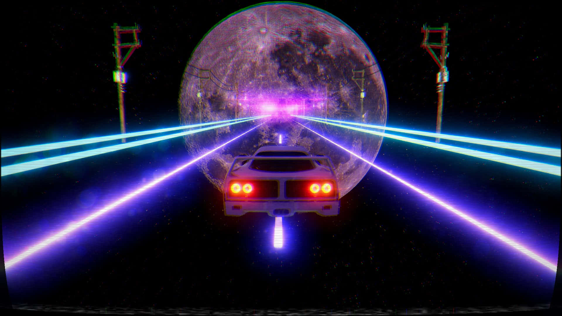 Retro Futuristic Car Traveling Through Space Wallpaper