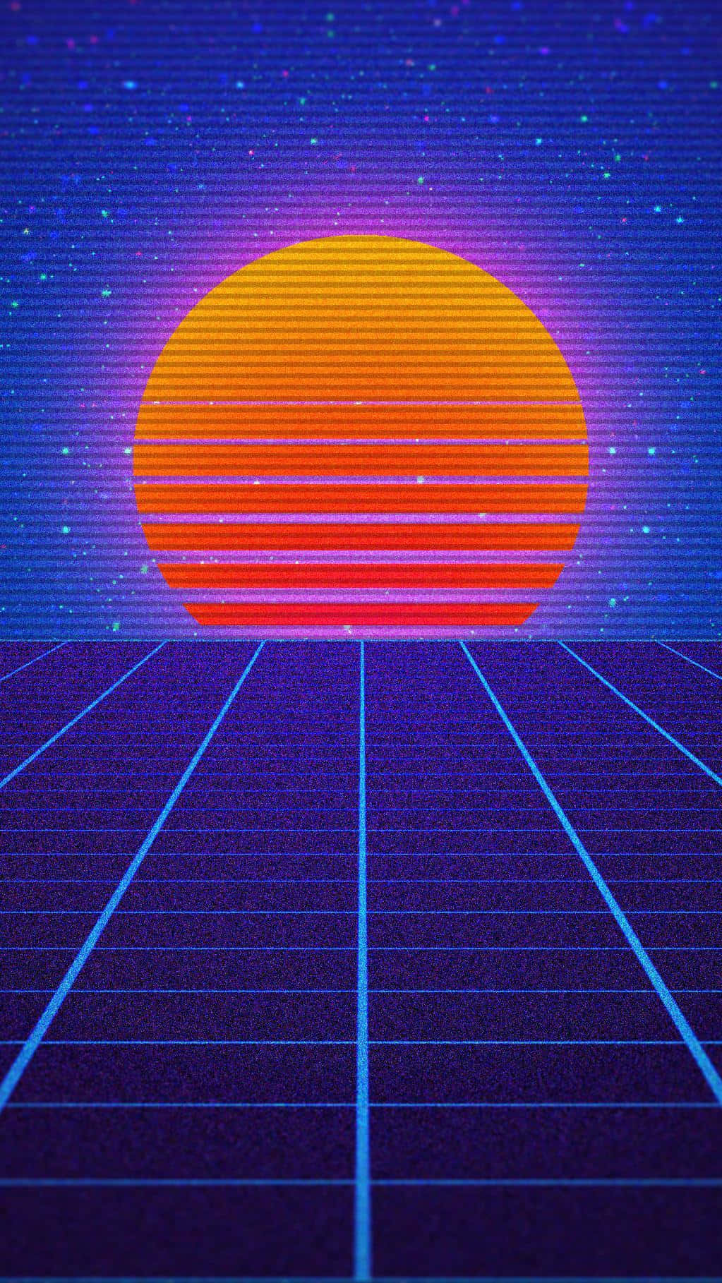 Retro Futuristic Landscape Of Synthwave