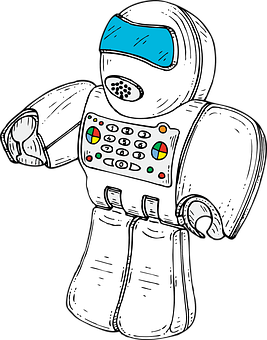 Retro Futuristic Robot Illustration PNG