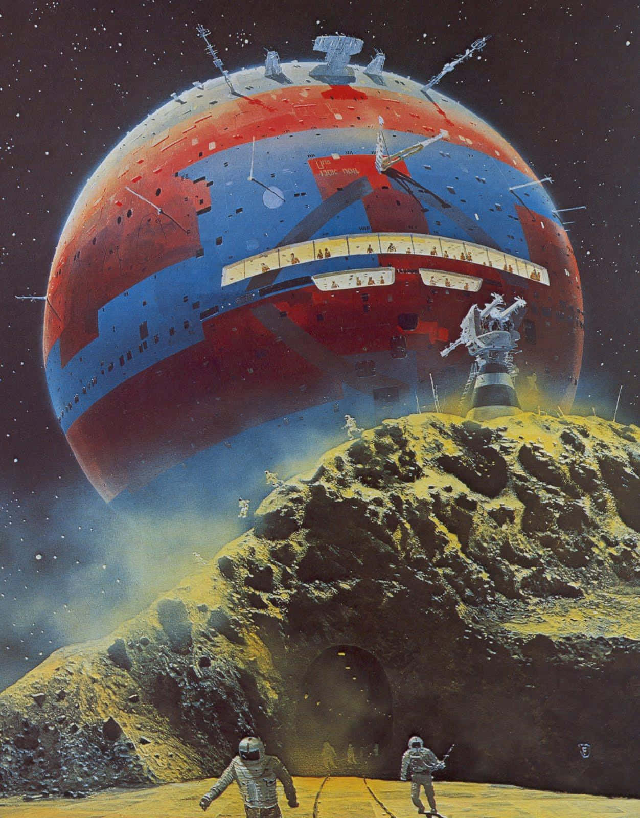 Retro Futuristic Space Exploration Art Wallpaper