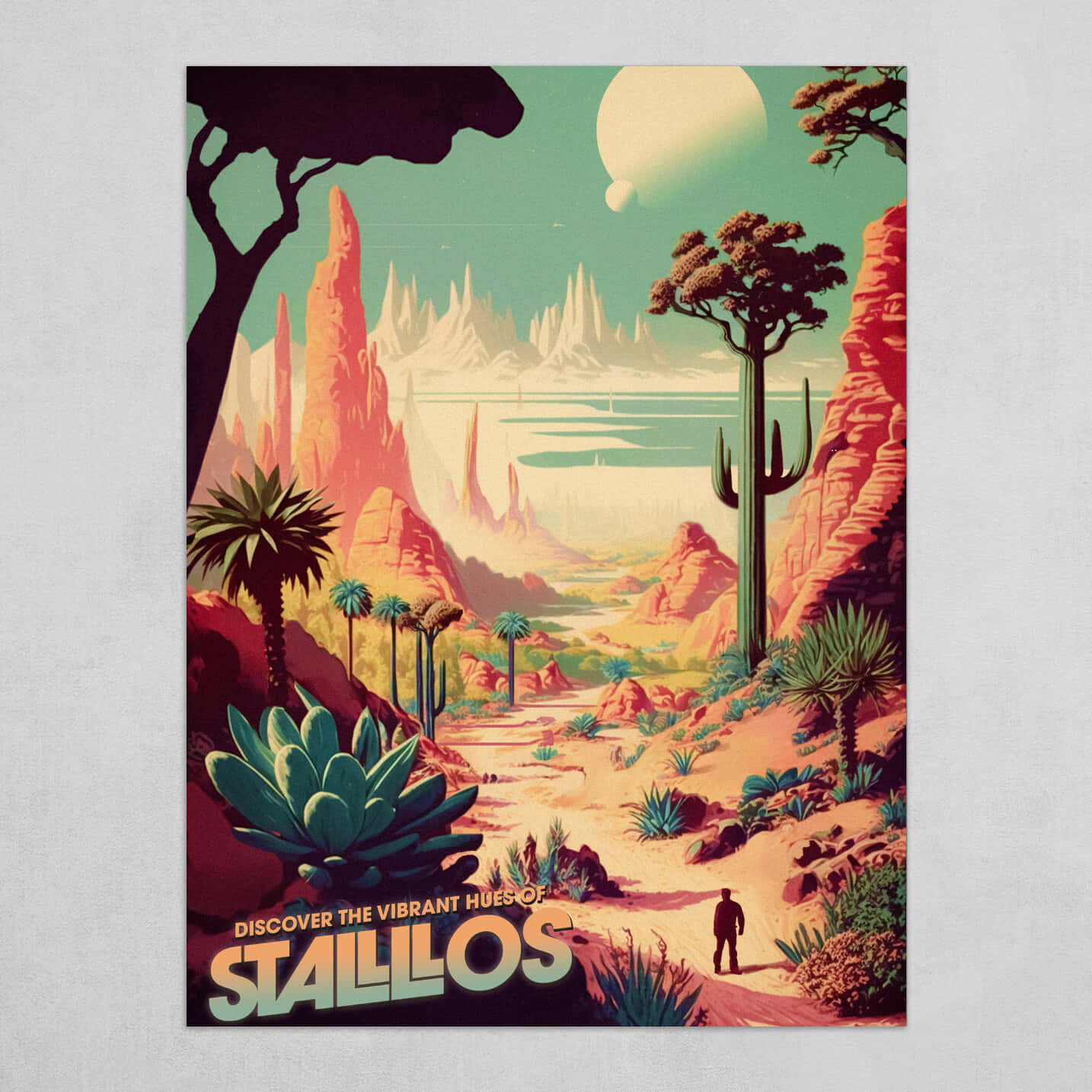 Retro Futuristic Stallos Travel Poster Wallpaper