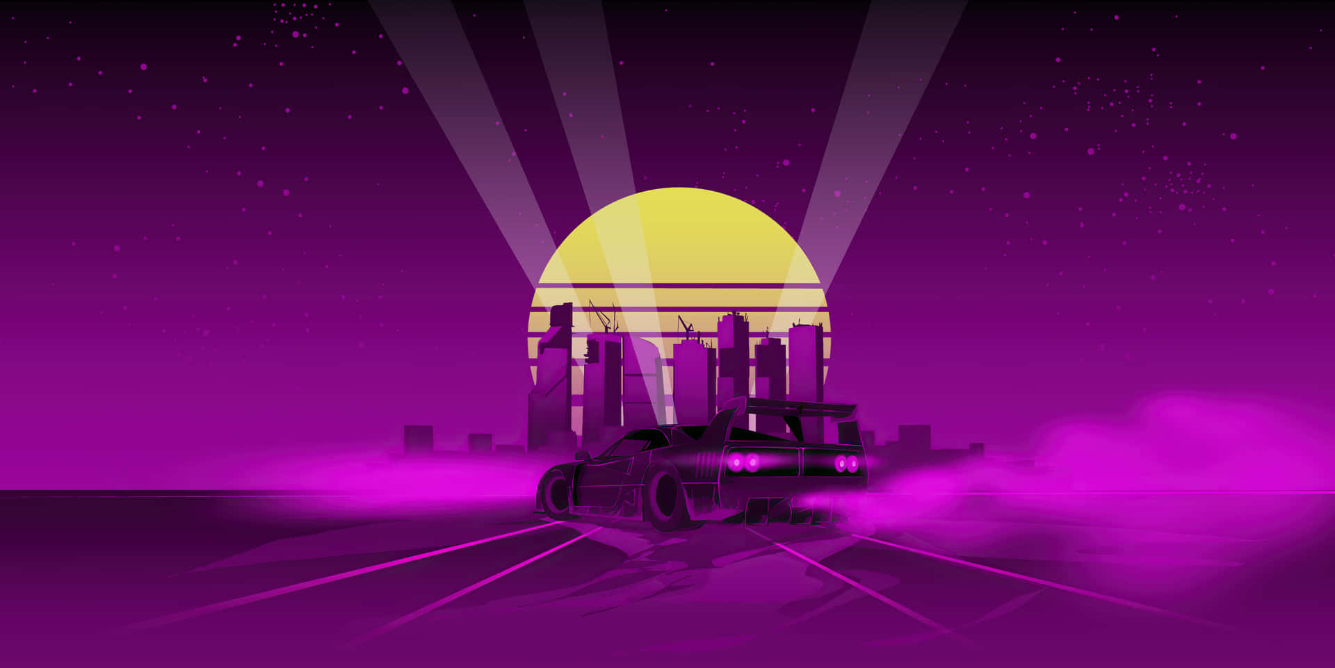 Retro Futuristic Sunset Cityscape Wallpaper