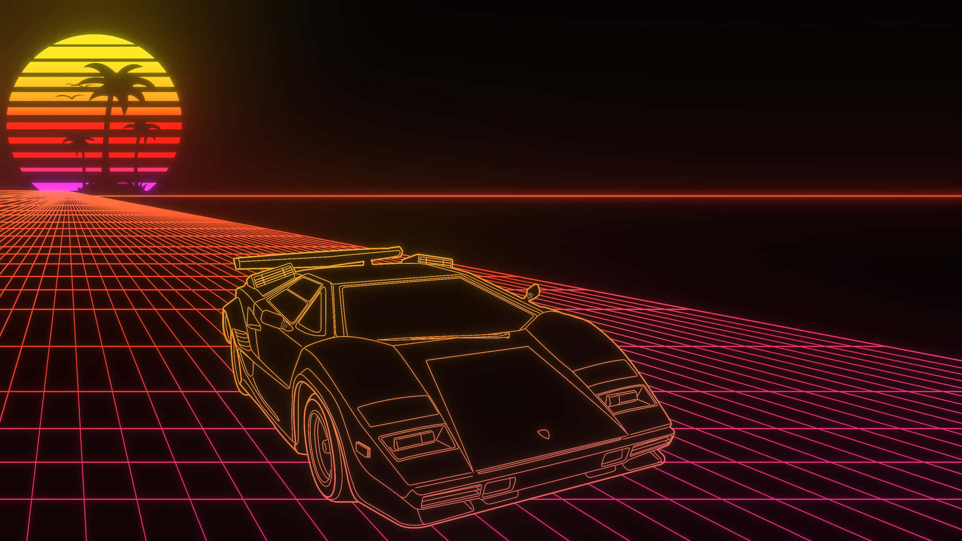 Retro Futuristic80s Car Sunset Wallpaper