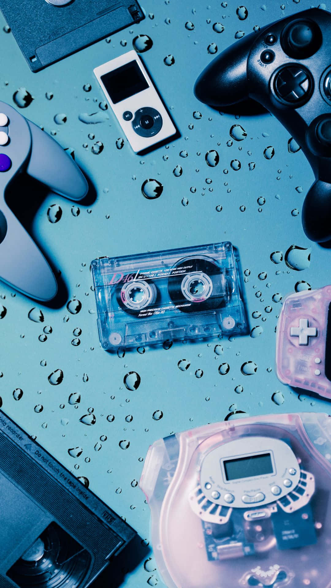 Retro Gadgetsin Raindrops Backdrop Wallpaper