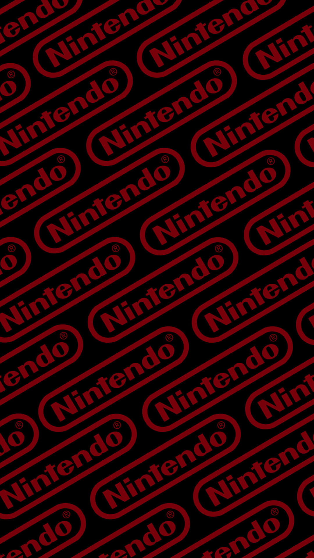 Unlogo Nintendo Rosso E Nero Su Uno Sfondo Nero. Sfondo