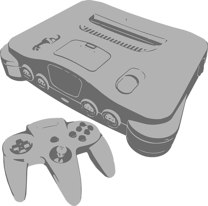 Retro Game Consoleand Controller PNG