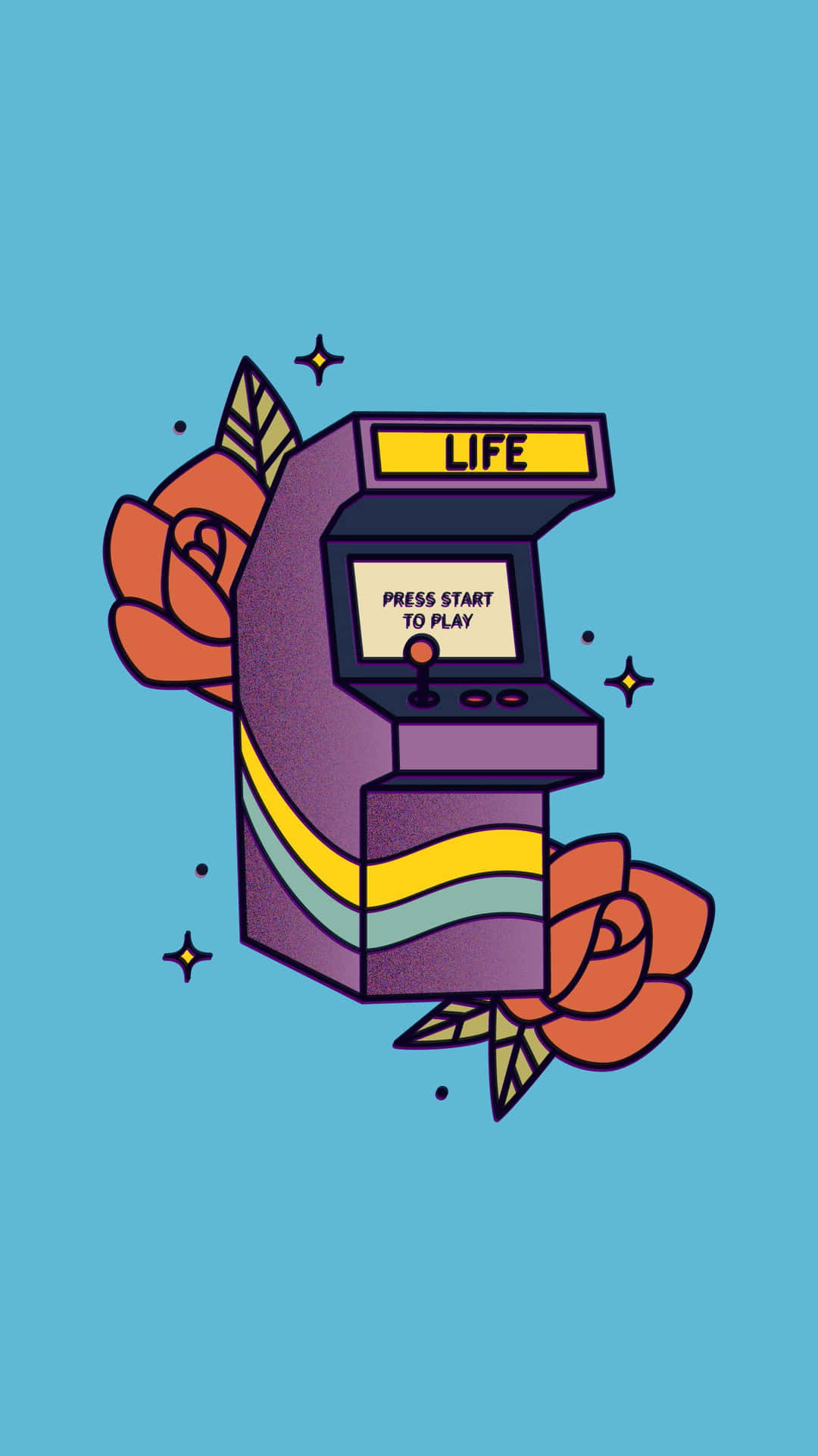 A Colorful Arcade Machine With Roses On It Wallpaper